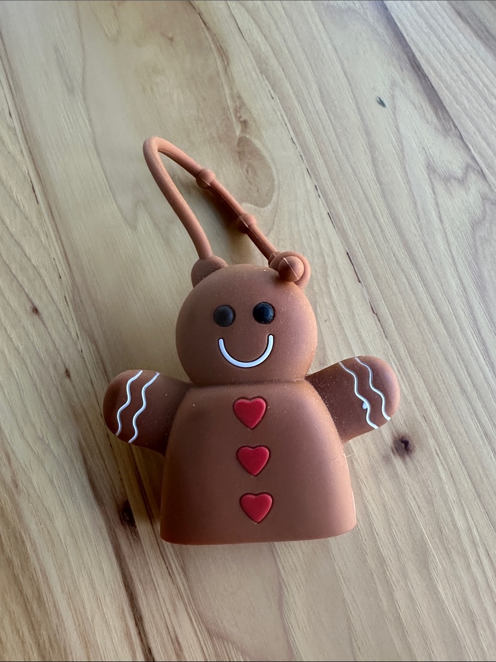 Bath & Body Works Brown Gingerbread Bear Hand Sanitizer Holder with Red Accents